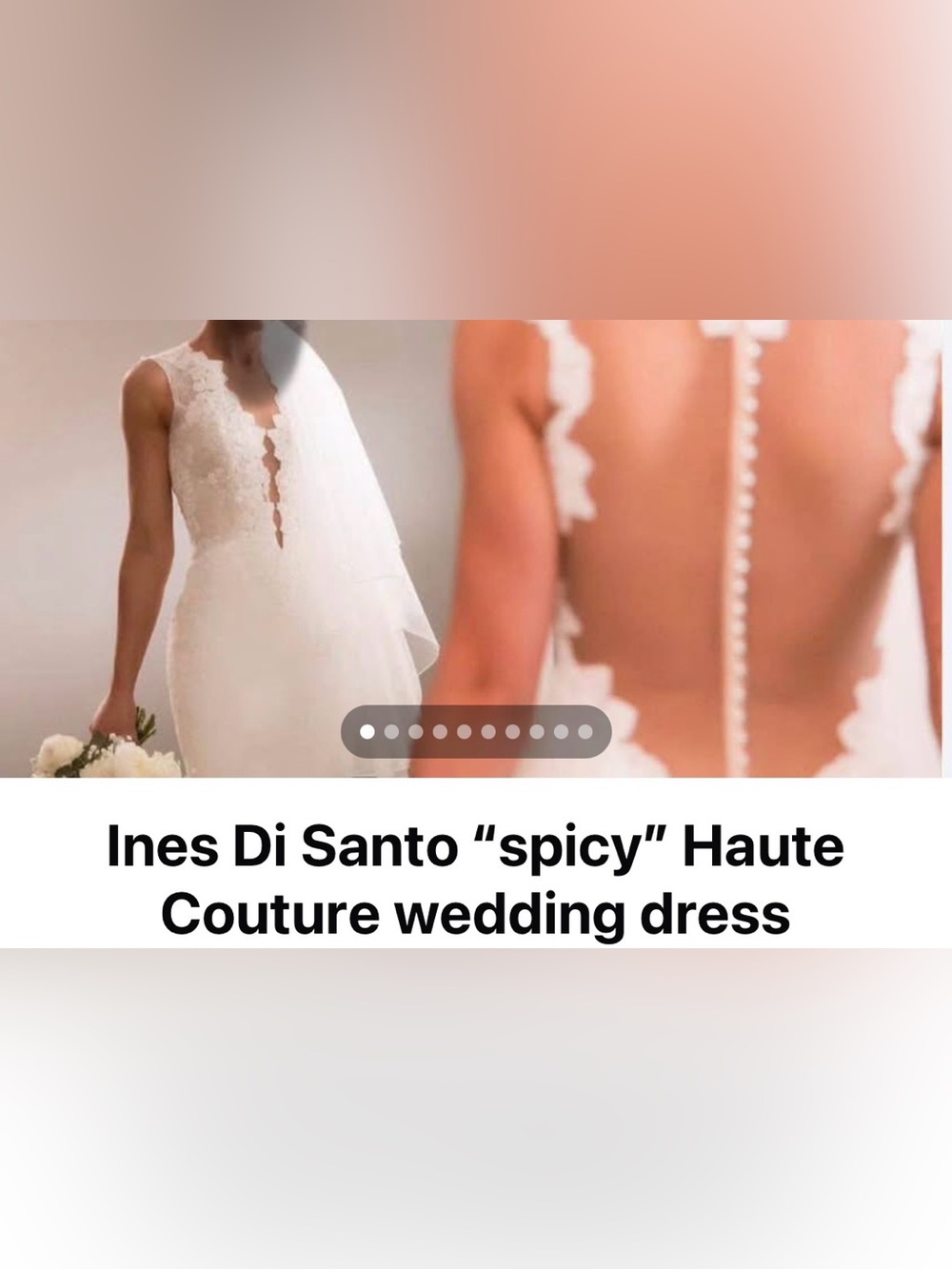 Di Santo White Backless Wedding Dress with Scalloped Straps